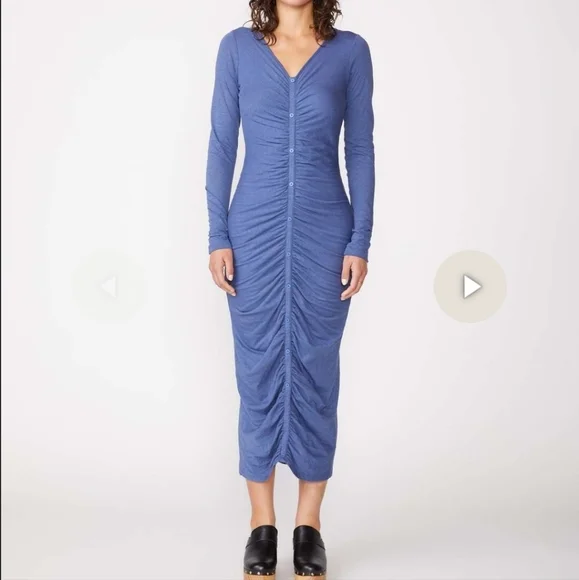 Stateside | Dresses | Stateside Supima Bodycon Midi Dress Blue Ruching Size  Xs | Poshmark